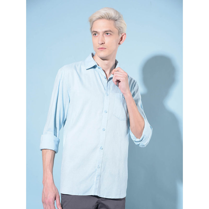 CRIMSOUNE CLUB Mens Blue Linen Shirt (L)