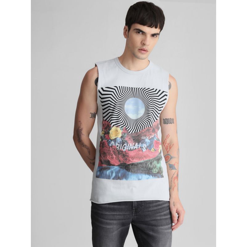 Jack & Jones Men Printed Blue T-shirt (S)