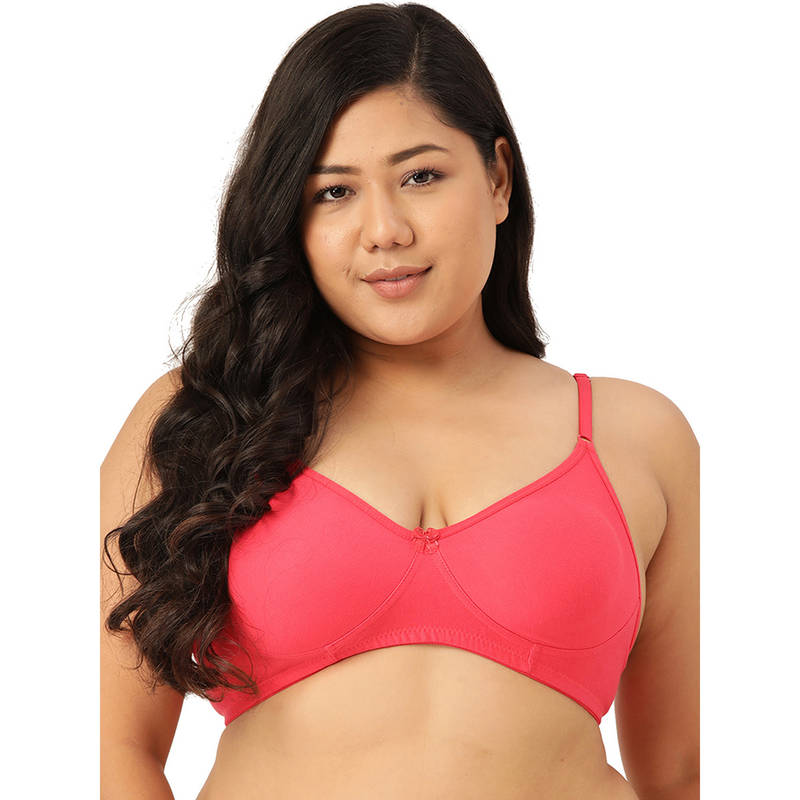 Leading Lady Woman Everyday Cotton Non Padded Orange Full Coverage Bra (38C)