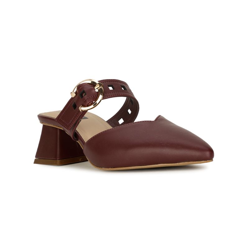 Bata Maroon Women Buckle Heels (UK 8)