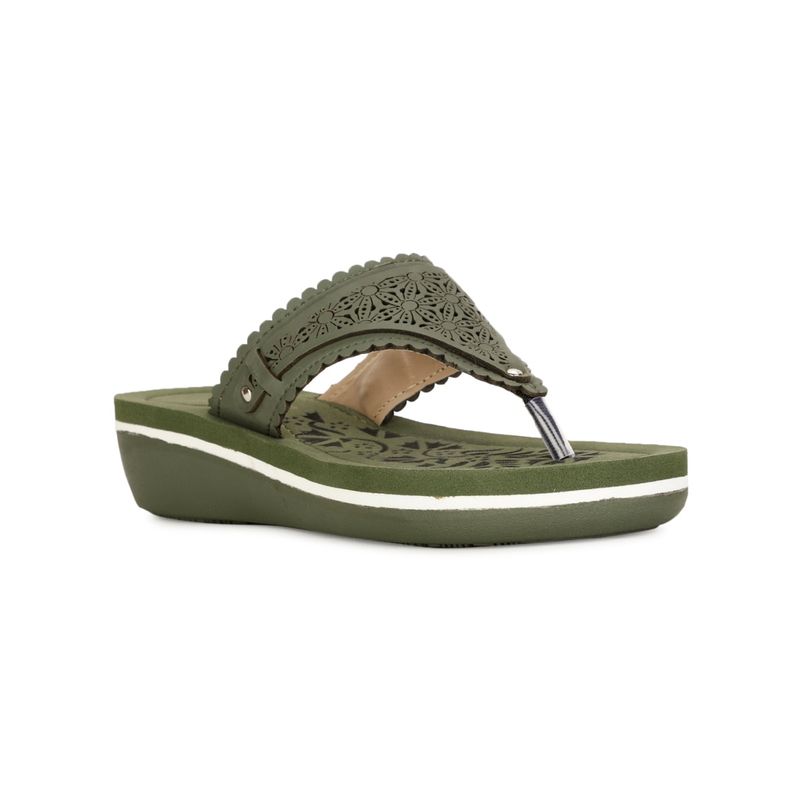Bata Olive Women Slip-On Sandals (UK 6)