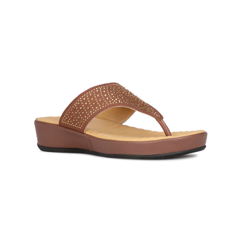 Scholl Brown Women Slip-On Sandals (UK 4)