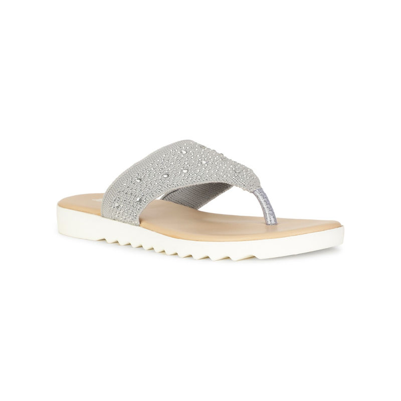 Bata Grey Women Slip-On Flats (UK 3)