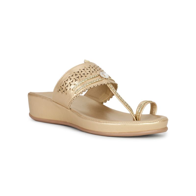 Bata Gold Women Slip-On Sandals (UK 3)