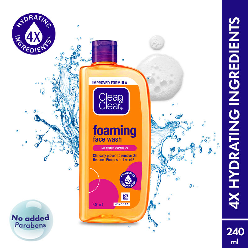 Clean & Clear Foaming Face Wash - Hydrating Cleanser for Oily Skin & Reduces Acne In 7 Days