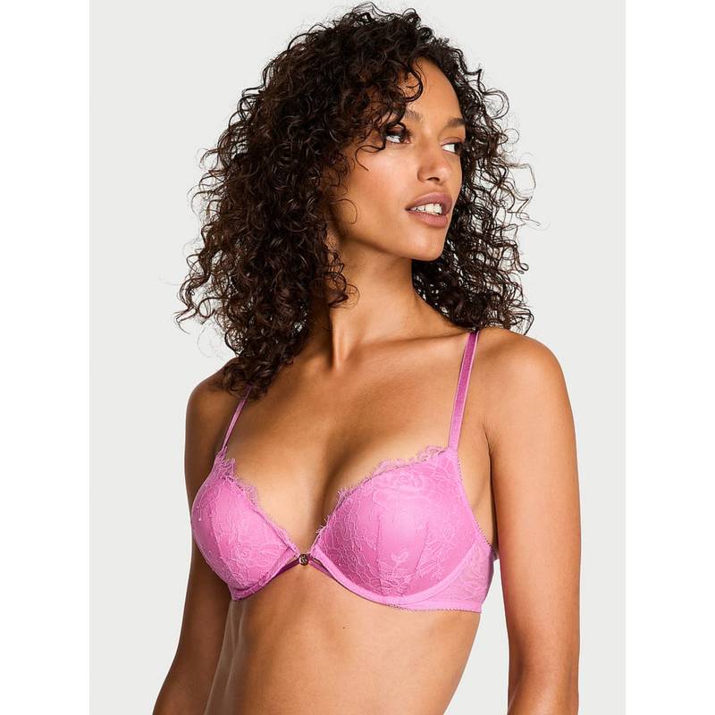 Victoria's Secret Very Sexy Bombshell Add-2-Cups Rose Lace Push-Up Bra Pink (36D)