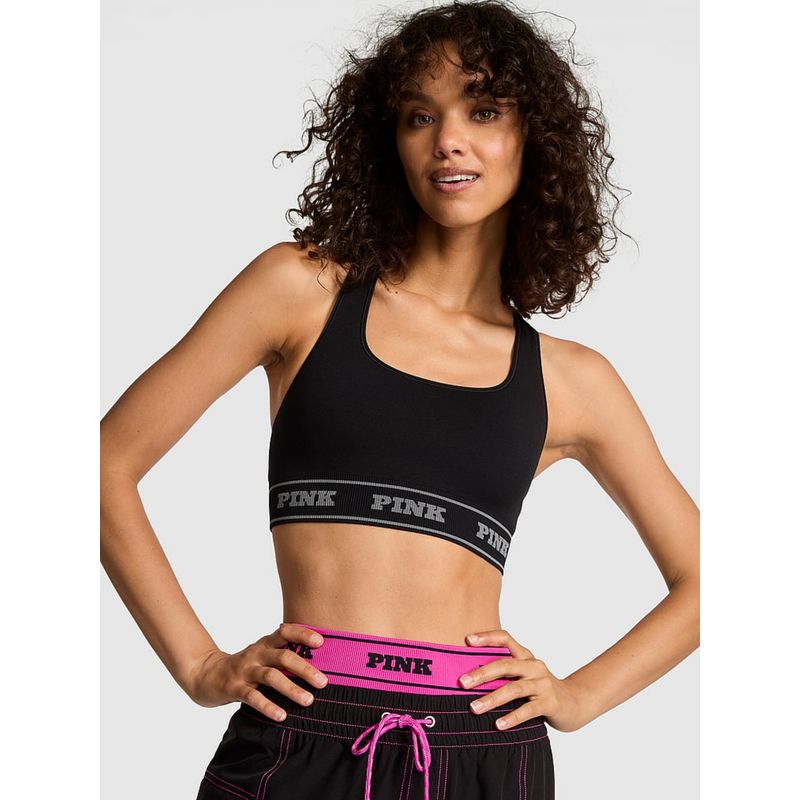 Victoria's Secret Pink Seamless Reversible Sports Bra Black (XS)