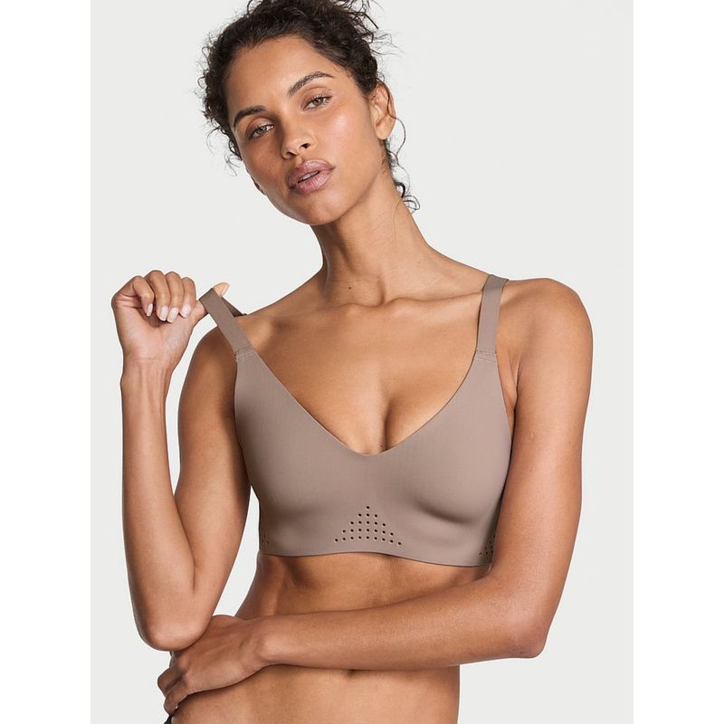 Victoria's Secret Vsx Featherweight Medium V-Neck Sports Bra Beige (XS)
