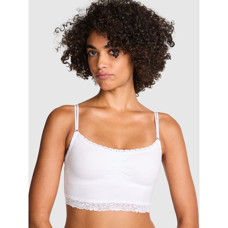 Victoria's Secret Pink Bralettes And Bra Tops Cotton Dorm Lightly Lined Bralette White (XS)