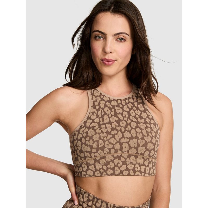 Victoria's Secret Pink Seamless Contour High-Neck Sports Bra Brown (S)