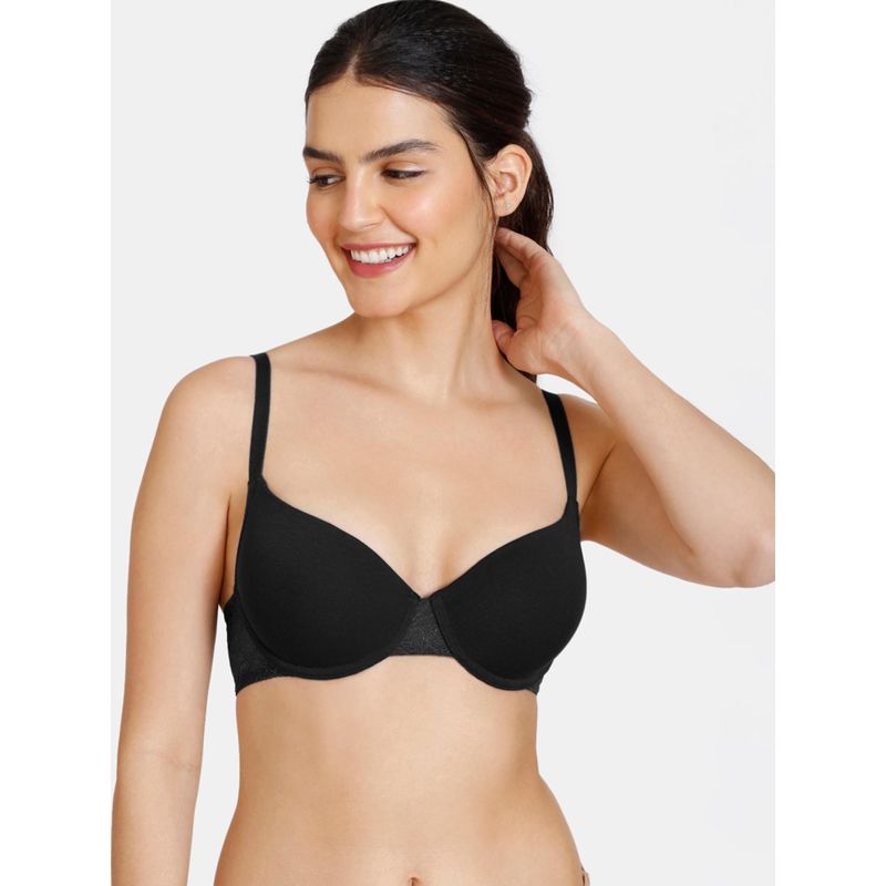 Zivame Beautiful Basics Padded Wired Medium Coverage T-Shirt Bra - Anthracite (36B)
