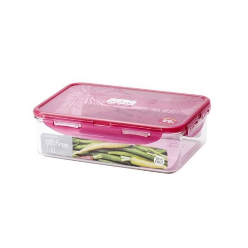 Lock & Lock Tritan Bisrectangular Stackable Container, 1.6 Liters, Pink
