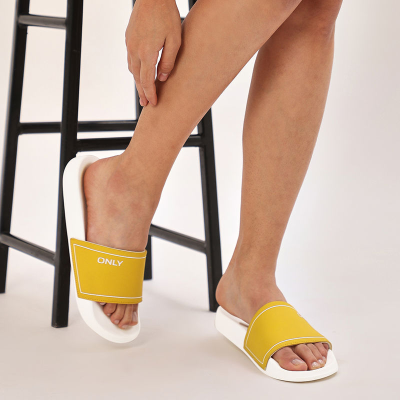 ONLY Women Yellow Sliders (EURO 36)