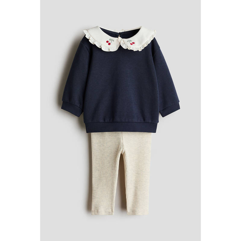 H&M Girls Navy Blue 2-Piece Top and Leggings (4-6 Months)