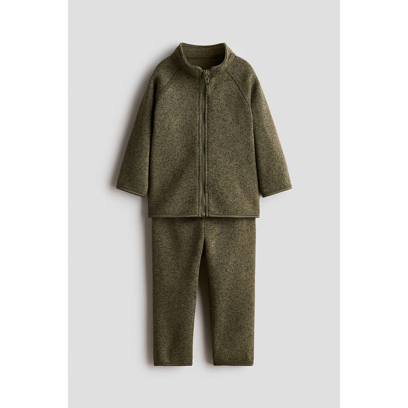 H&M Unisex Green 2-piece knitted fleece Jacket and Trouser (4-6 Months)
