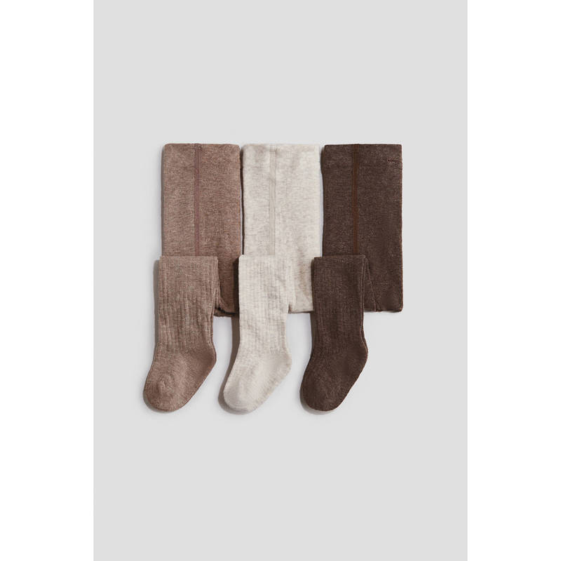 H&M Unisex Multi-Color 3-Pack Ribbed Stockings (0-2 Months)
