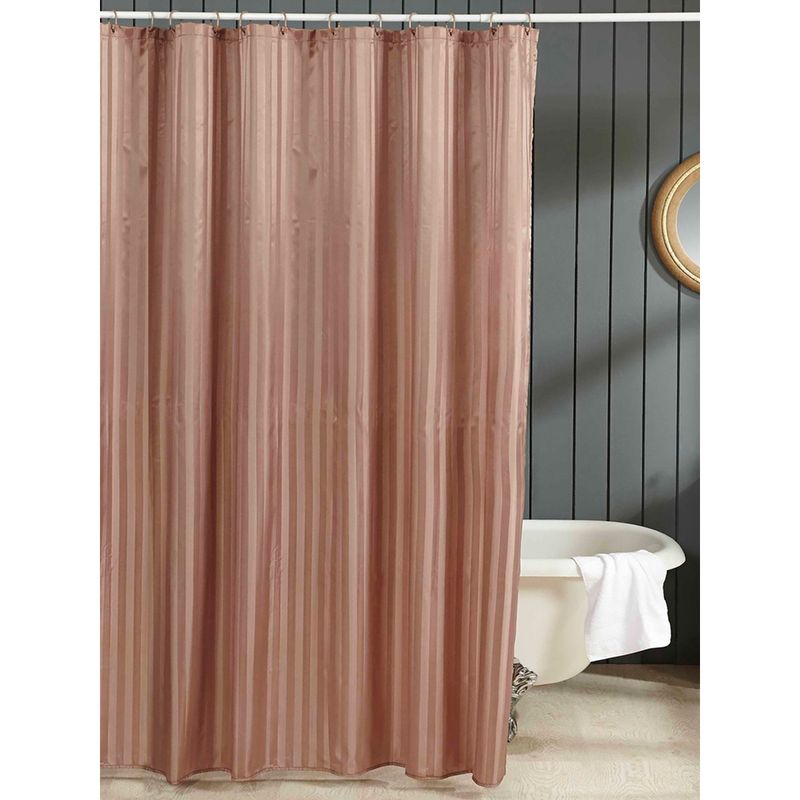 Buy OBSESSIONS Polyester Waterproof Striped Shower Curtain with 12 ...