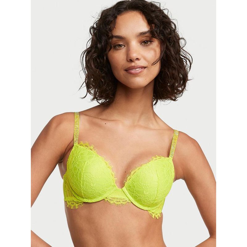 Victoria's Secret Very Sexy Shine Strap Lace Push-Up Bra Green (32DDD)