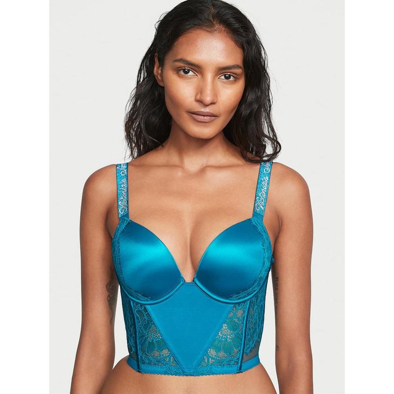 Victoria's Secret Very Sexy Shine Strap Lace Bralette Bra Blue (32C)