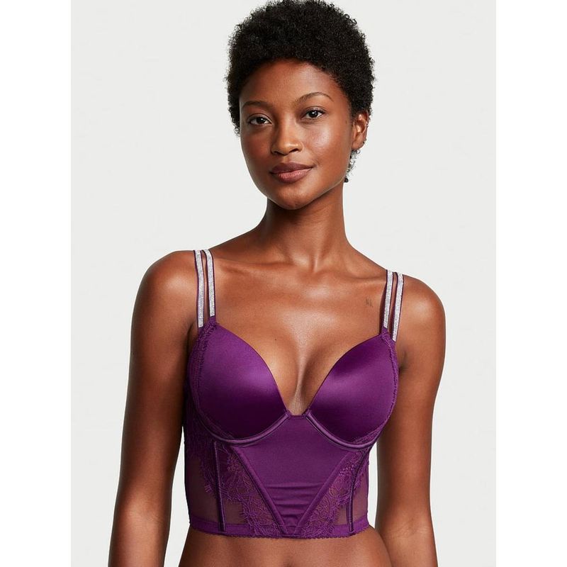 Victoria's Secret Very Sexy Double Shine Strap Lace Bralette Bra Purple (32C)