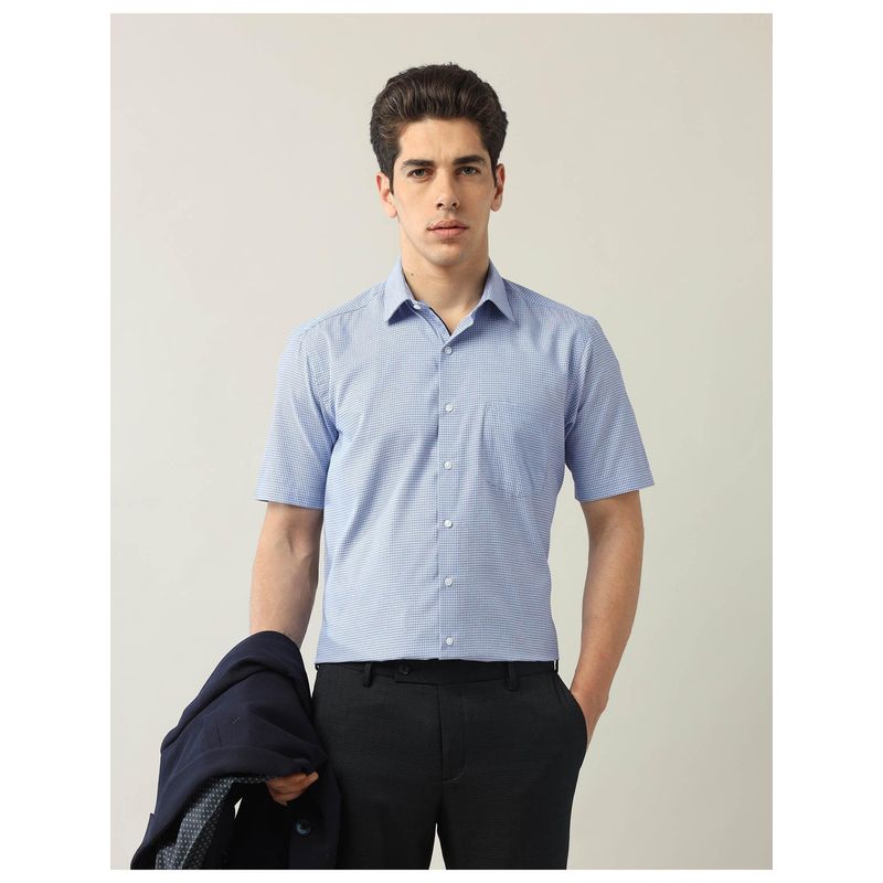 Arrow Mens Blue Micro Checks Liberty Classic Fit Shirt (40)