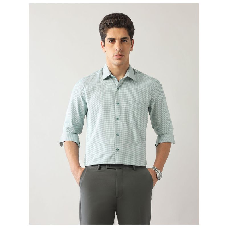 Arrow Mens Green Micro Checks Manhattan Slim Fit Shirt (40)
