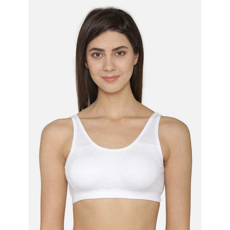 Abelino White Color Lightly Padded Non Wired Full Coverage Sports Bra - White (30B)