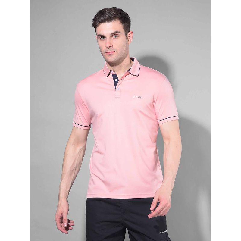 Polo Collar Tee in Pink Florettes
