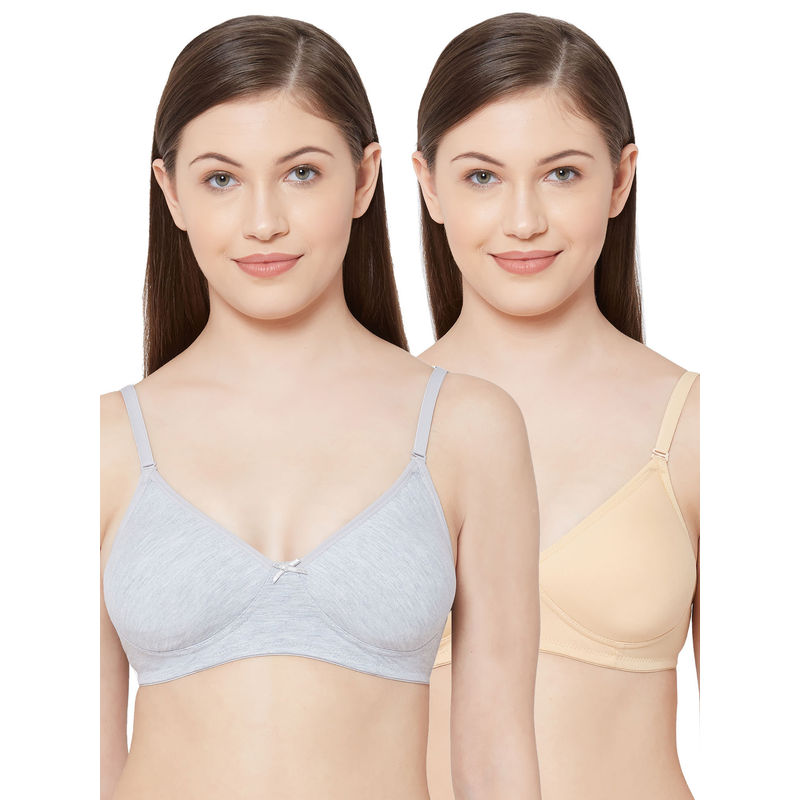 Juliet Womens Soft Padded Non Wired Bra Combo 1030 Skin Grey (40B)