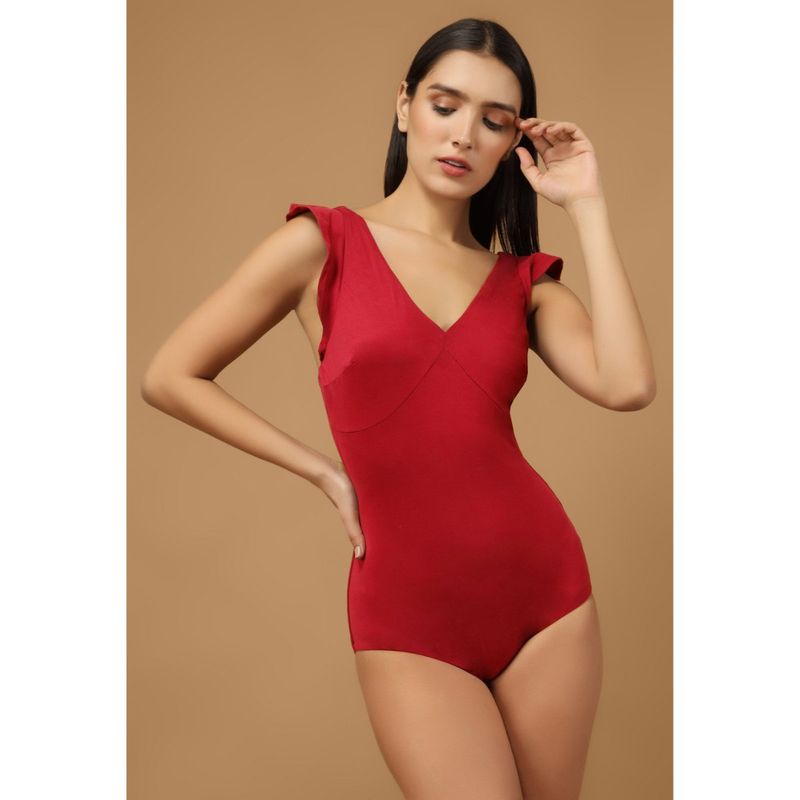 The Active Story Red Strap Ruffle Swimsuit (XS)