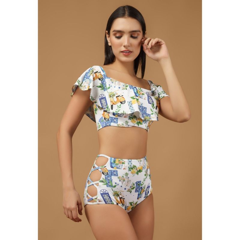 The Active Story White Moroccan Swimsuit (Set of 2) (XS)