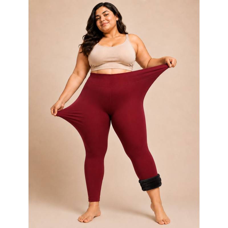 Secrets By ZeroKaata Maroon Women Solid High Waist Winter Fur Ankle Length Thermal Bottoms (M)