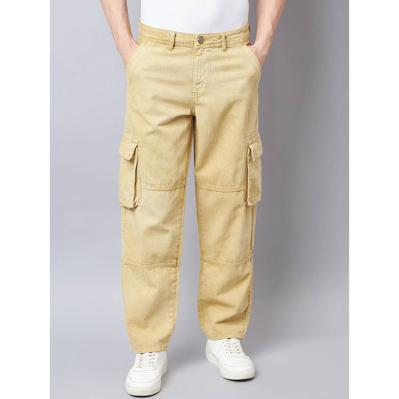 Style Quotient Men Khaki Relaxed Fit Mid Rise Cargos (30)