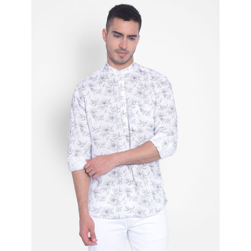 CRIMSOUNE CLUB Men's White Floral Shirt (S)