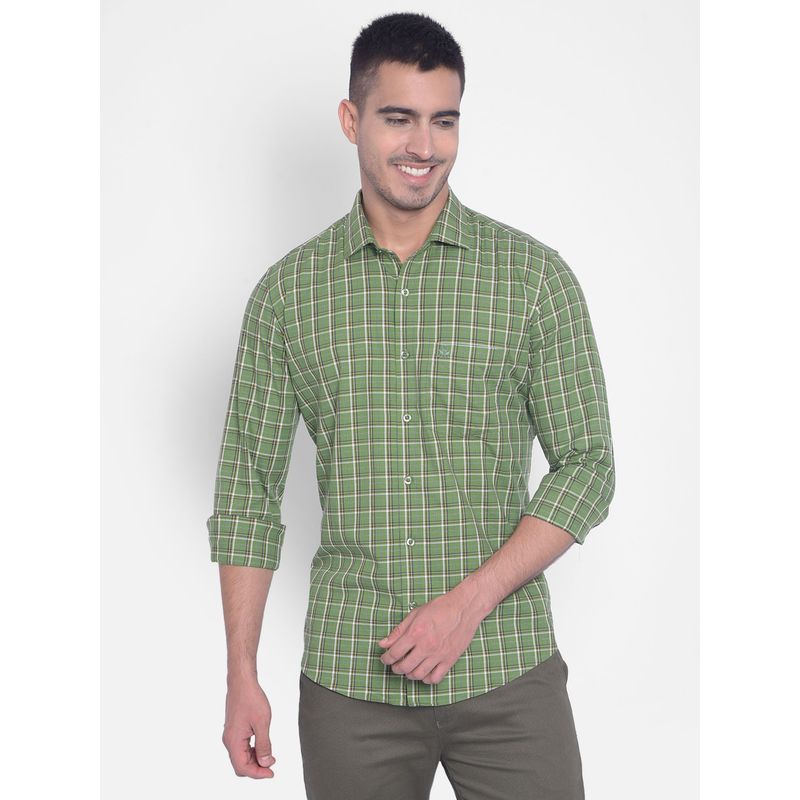 CRIMSOUNE CLUB Men's Green Checked Shirt (XL)