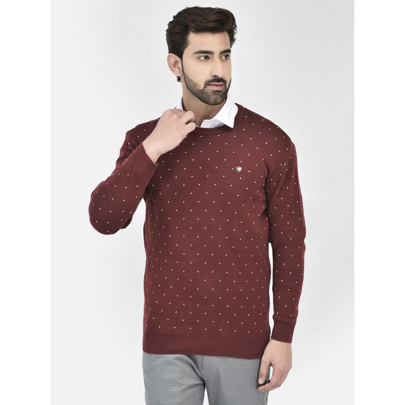 CRIMSOUNE CLUB Mens Maroon Printed Sweater (2XL)