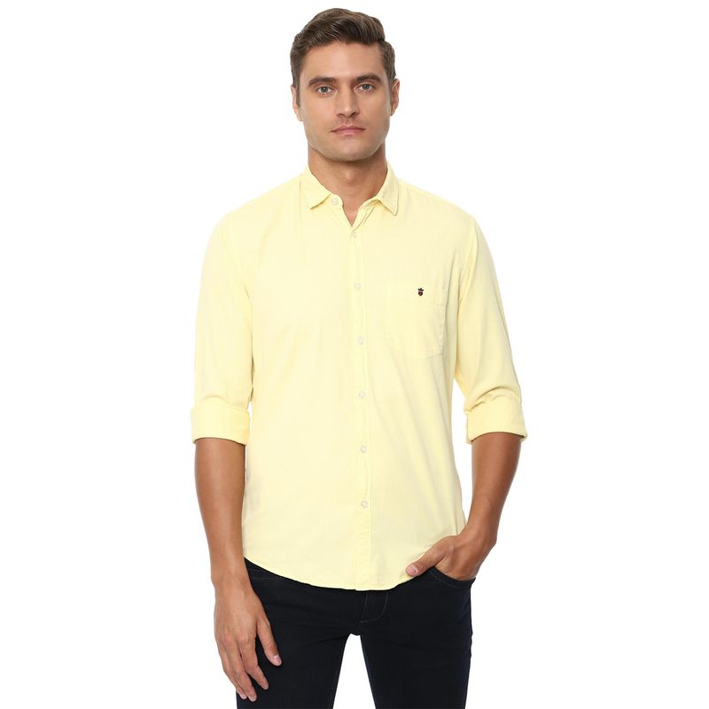 Louis Philippe Jeans Solid Yellow Shirt (44)