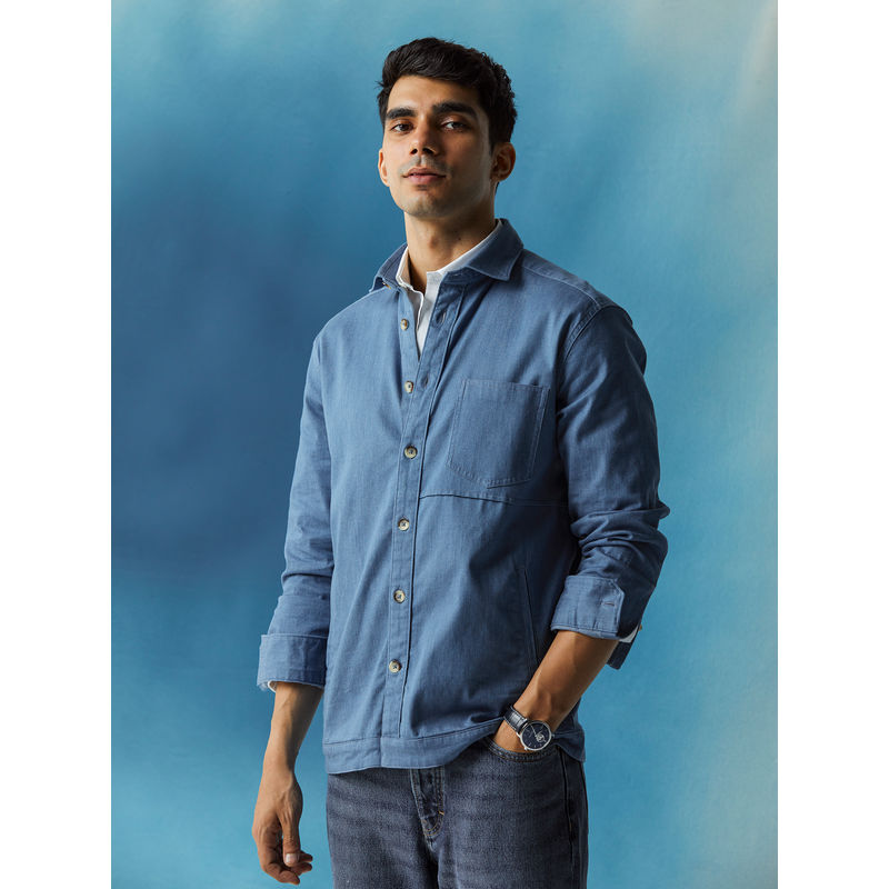 Andamen Blue Mens Regular Fit Casual Overshirt (S)