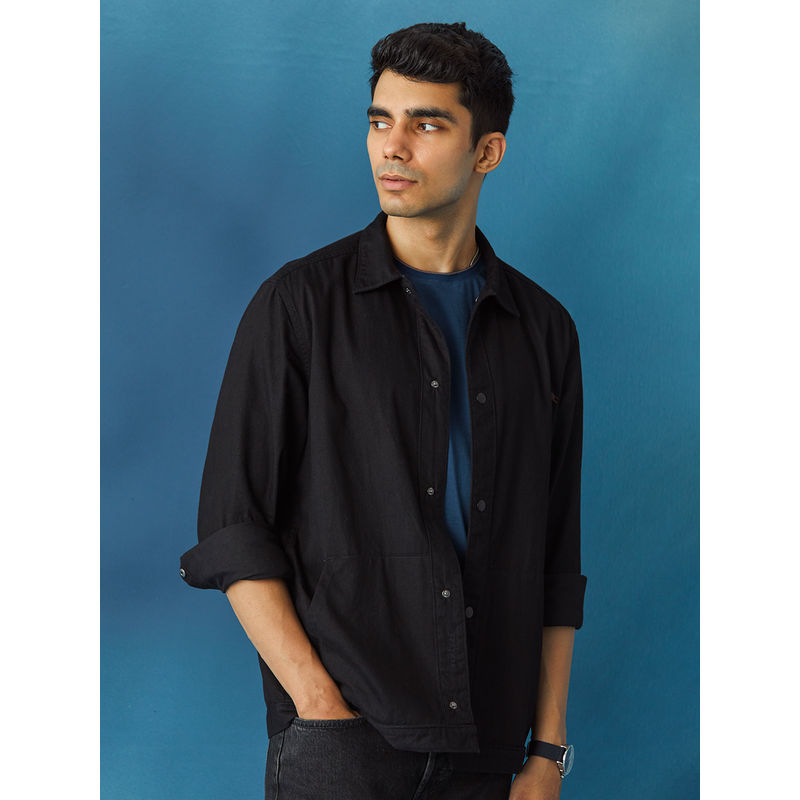 Andamen Black Mens Regular Fit Casual Overshirt (S)