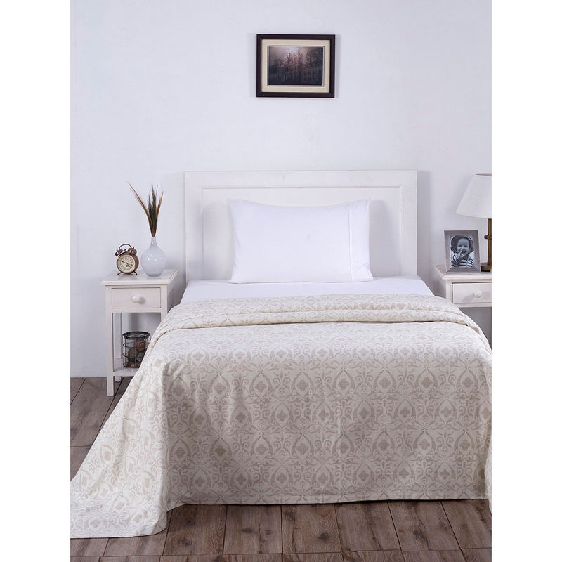 Maspar Hues Rustic Clash Senna 318 GSM Cotton Neutral Print Bed Cover (Single)