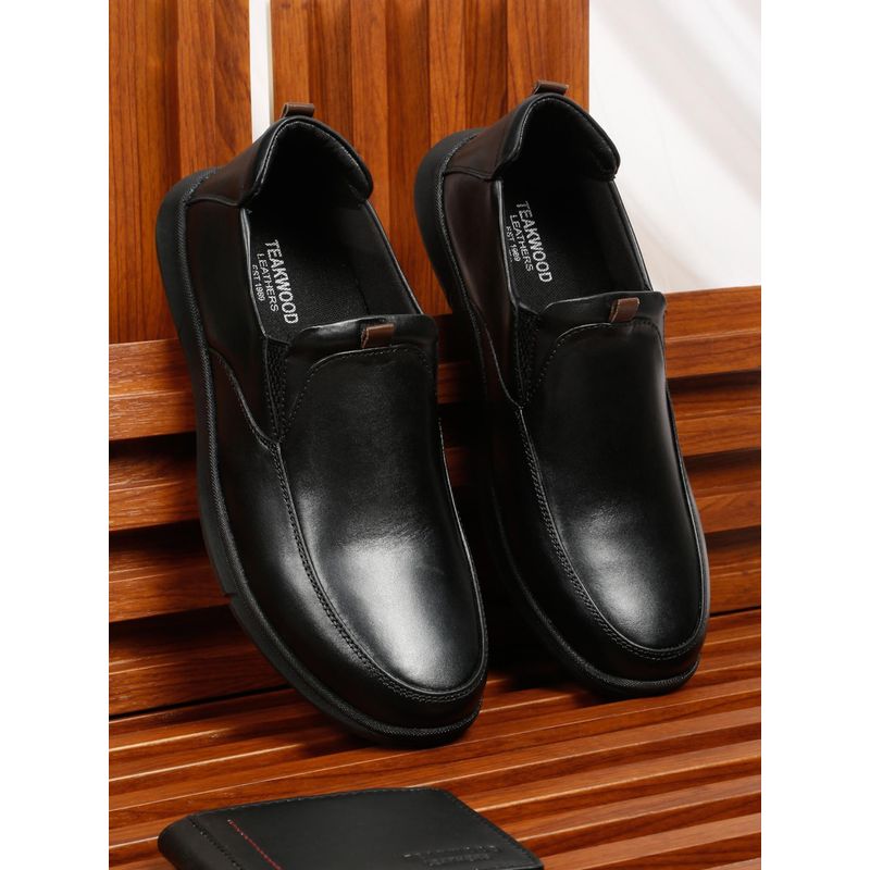 Teakwood Men Black Formal Slip-On Leather Shoes (EURO 40)