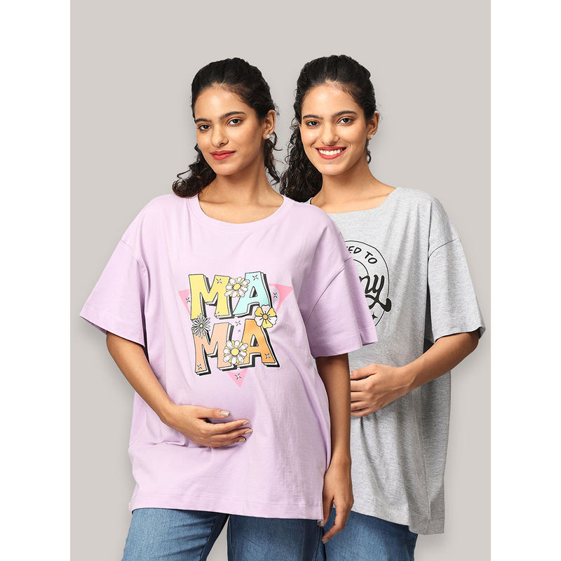The Mom Store Oversized Mumma T-Shirt - Multi-Color (Pack of 2) (S)
