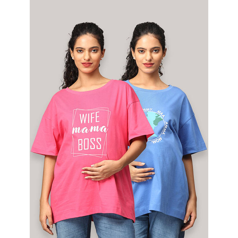 The Mom Store Oversized Mumma T-Shirt - Multi-Color (Pack of 2) (2XL)
