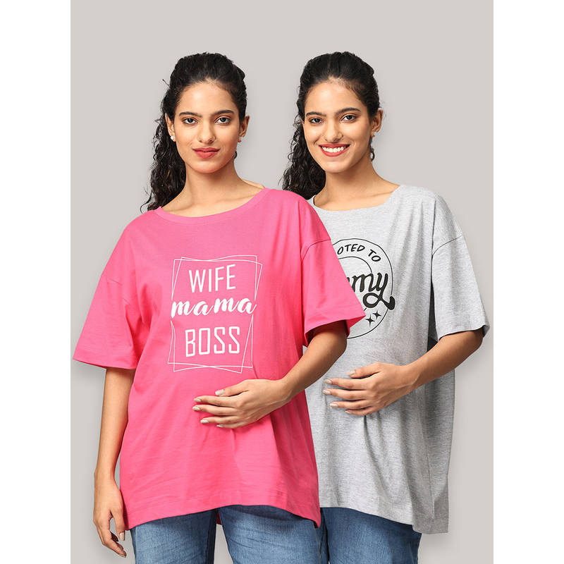 The Mom Store Oversized Mumma T-Shirt - Multi-Color (Pack of 2) (2XL)