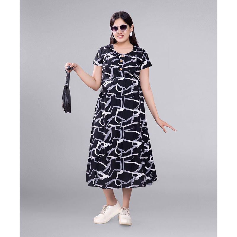 Mamma's Maternity Black Rayon Maternity Short Dress (M)