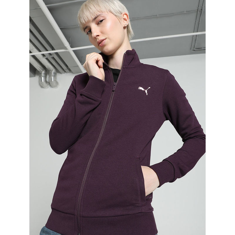 Puma Zippered Terry Regular Fit Women's Purple Sweat Jackets (S)