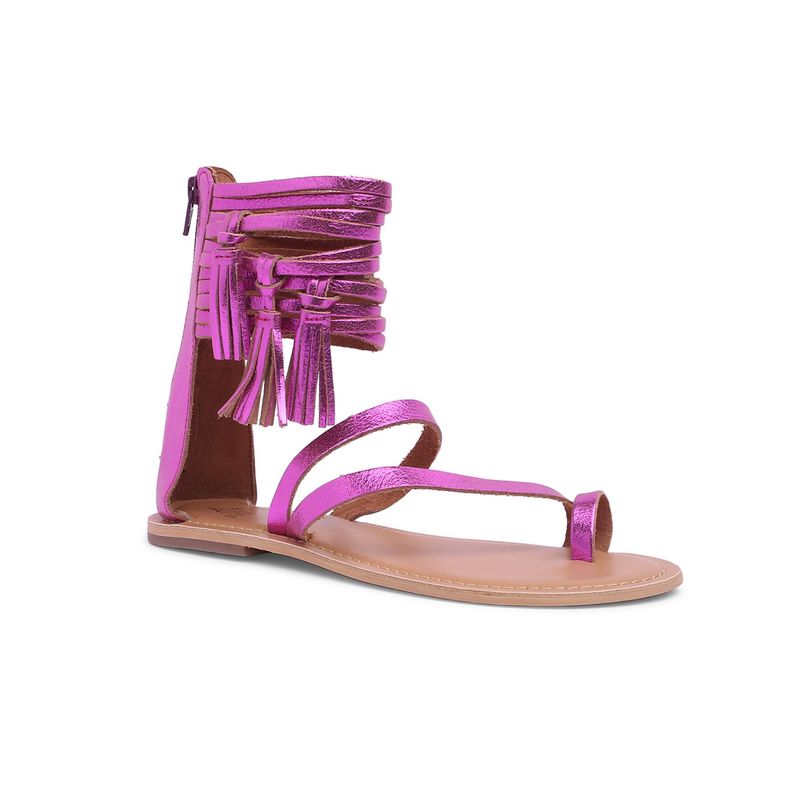 Tao Paris Women Fuchsia Flat Gladiator With Tassle (UK 9)