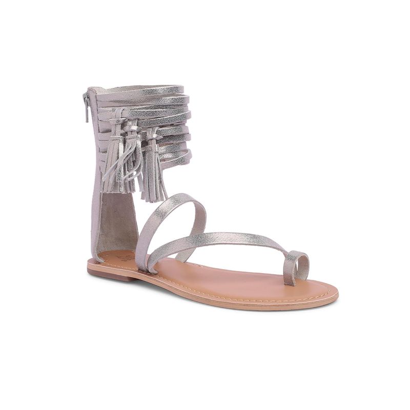 Tao Paris Women Ivy Silver Flat Gladiator With Tassle (UK 9)