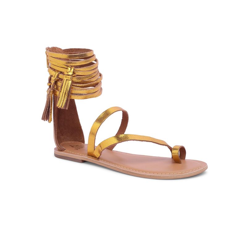 Tao Paris Women Yellow Flat Gladiator With Tassle (UK 4)