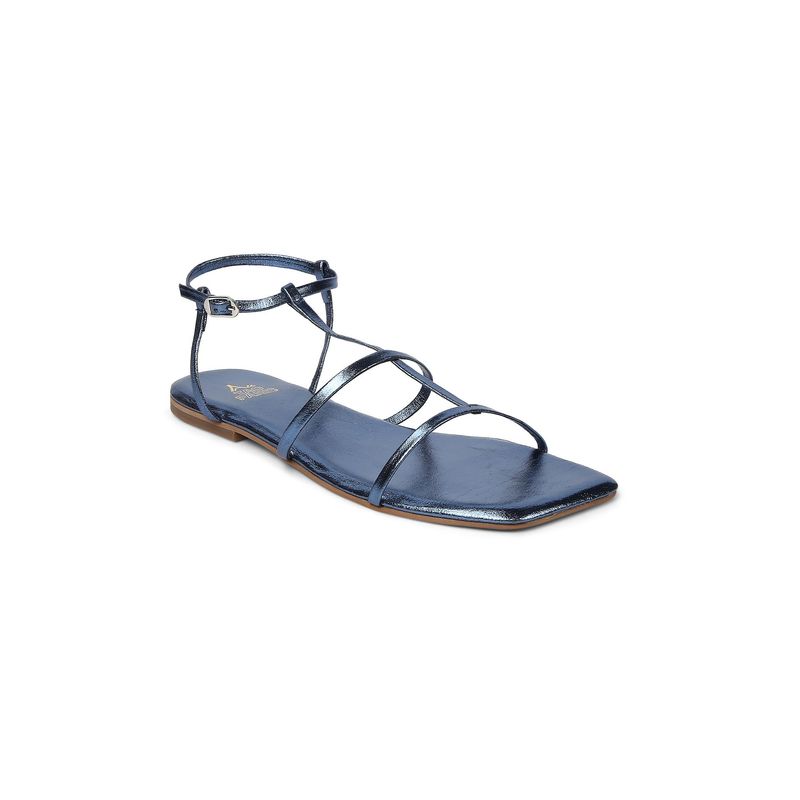 Tao Paris Women Metallic Blue Flat Sandals (EURO 41)